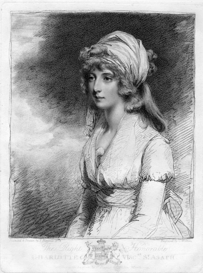 1797 Right Honorable Charlotte, Viscountess St Asaph after John Hoppner engraved by Charles Wilkin (British Museum - London, UK) From British Museum Web site detint
