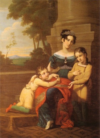 1823-1824 Louise of Saxe-Gotha-Altenburg, duchess of Saxe-Coburg and Gotha, with her children by Ludwig Döll (Schloss Ehrenburg - Coburg, Bayern, Germany) Wm