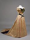 1890s Maria Feodorovna's evening dress of satin, silk, velvet, and metal thread by Worth (Hermitage)