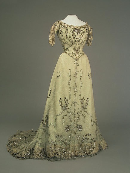 1900s Alexandra's off-white evening dress