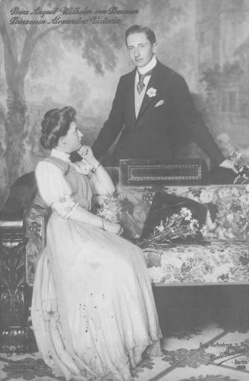 1908 (postmark date) Prince August Wilhelm von Preußen und Princess Alex EB detint
