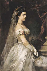Empress Elisabeth wearing a pre-cage crinoline court dress by ? (location unknown to gogm) From empresstitania.tumblr.com:tagged:elisabeth-of-austria