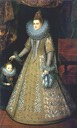 ca. 1599 Isabel Clara Eugenia and dwarf by Frans Pourbus the Younger(?) (Monasterio de las Descalzas Reales, Madrid)