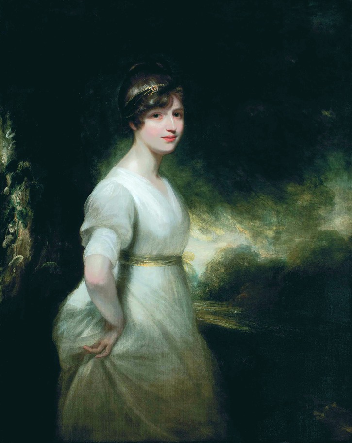 Lady Godolphin, three-quarter-length, in a white dress and a jewelled headband by Sir William Beechey (auctioned by Christie's) Wm