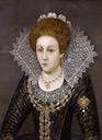 Lady in a lace collar by follower of Robert Peake the Elder (auctioned by Bonhams) Wm fixed