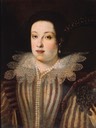 Lady, said to be Margherita de Medici, daughter of Cosimo II, bust length, in a slashed dress with a lace collar and a pearl necklace by follower of Justus Sustermans (auctioned)