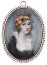 Lady Susan Carbery (c.1770-1828), wearing black dress, white chemise, a yellow bandeau in her powdered hair by Mrs. Anne Mee
