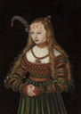 1528 Sybille of Cleves by Lucas Cranach the Elder (auctioned by Christie's) From jeannedepompadour.blogspot.com/2013/04/german-style-from-1468-1588.html X 1.5 fixed l. u. and r. edges