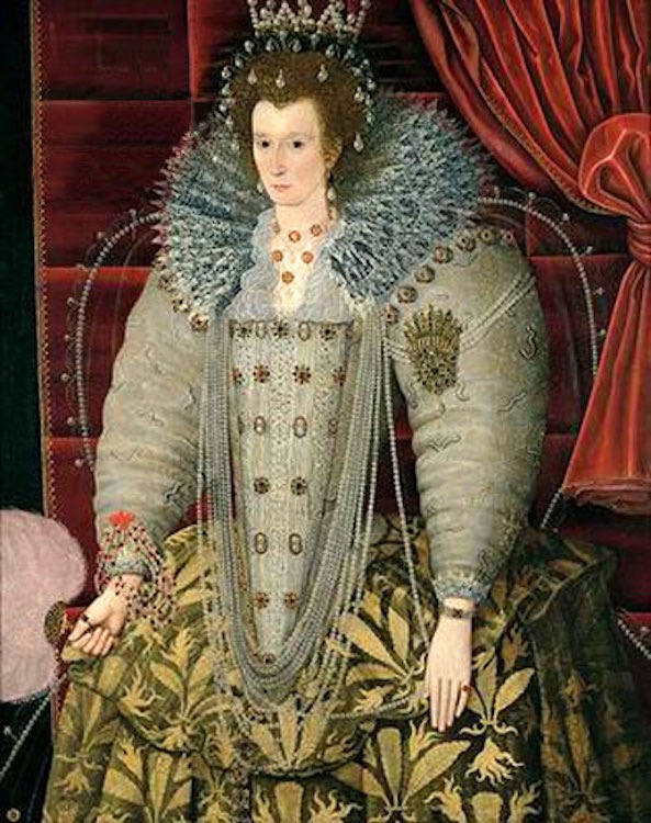 1592 Queen Elizabeth I by ? (location ?) From luminarium.org/renlit/elizaparham X 1.5