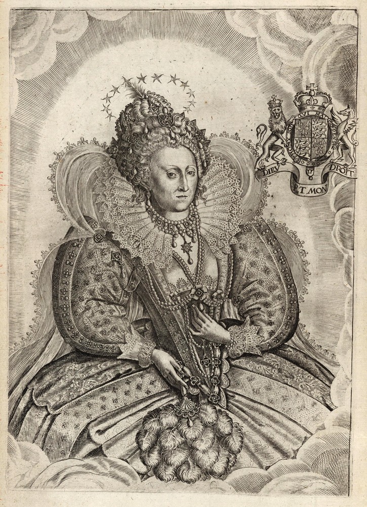 1630 Queen Elizabeth from Camden's Historie engraved by Francis Delaram after an original by Nicholas Hilliard  (USA Library of Congress - Washington, DC, USA) Wm