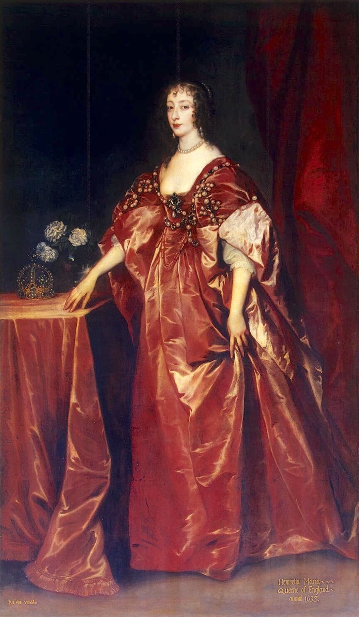 1638 Henrietta-Maria by van Dyck (State Hermitage Museum - St. Petersburg, Russia) From oceansbridge.com:paintings:museums:new-hermitage:Dyck Anthony van-ZZZ-Portrait of Queen Henrietta-Maria shadows inc. exp