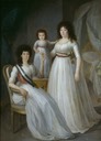1796-1797 María Josefa de la Soledad, 9th Duchess of Osuna y una joven, como Damas de la Orden de las Damas Nobles de María-Luisa, acompañadas de una niña by Agustín Esteve y Marqués (Museo Nacional del Prado - Madrid Spain)