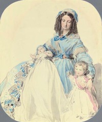 1845 (estimate based on age of youngest child) study of Princess Clémentine, with her sons, Philip and Augustus by Franz Xaver Winterhalter (auctioned)