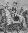 1848 Isabel II at a military review after portrait by Louis Charles Porion