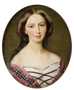 1857 Princess Feodora of Hohenlohe-Langenburg (1839-1872) by Sir William Ross (Royal Collection) From godsandfoolishgrandeur.blogspot.com-2014-03-princess-feodora-and-her-daughters-by.html resize 2