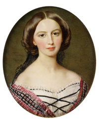 1857 Princess Feodora of Hohenlohe-Langenburg (1839-1872) by Sir William Ross (Royal Collection) From godsandfoolishgrandeur.blogspot.com-2014-03-princess-feodora-and-her-daughters-by.html resize 2