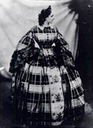 1859 Countess of Castiglione wearing a dome crinoline day dress - front view by André Alphonse Eugène Disdéri