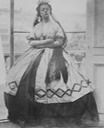 1863-1864 Isabella Grace, in fancy dress (Spanish), eyes down, standing, arms akimbo by Clementina, Lady Hawarden (Victoria and Albert Museum - London, UK) detint X 2 all 4 corners fixed