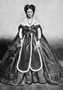 1870s (?) Countess Castiglione wearing dress with two skirt panels by Pierre Louis Pierson