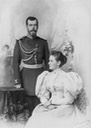 1896 Emperor Nicholas II and seated Empress Alexandra Feodorovna by ? From Tatiana Z deprint detint