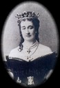 Photograph of the Empress Eugenie wearing a dark dress