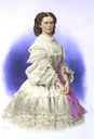 1860 Colorized print of Empress Elizabeth wearing a flounced dress