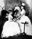 Alexandra and Ella with maid adjusting Alexandra's hair