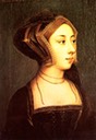Anne Boleyn wearing an English hood by ? after style of Holbein (Hever Castle, Kent)