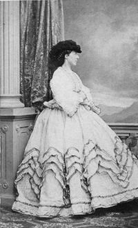 Archduchess Elisabeth Franziska wearing a crinoline and feathered hat