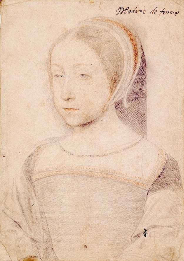 ca. 1520 Renee of France, Duchess of Ferrara by Jean Clouet (Château de Chantilly, musée Condé - Chantilly, Hauts de France, France) Wm X 1.5