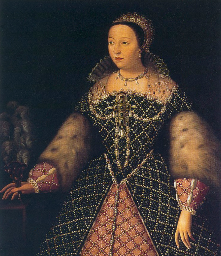 ca. 1555 Caterina de' Medici by ? (Galleria degli Uffizi - Firenze, Toscana, Italy) bodice