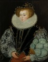 ca. 1585-1587 Mrs. John Croker, possibly Agnes Scrivington, by George Gower (location ?) From jeannedepompadour.blogspot.com:2012:06:english-portraits-1570-1630-george.html fixed l edge and upper r corner despot bckgnd X 2
