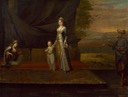ca. 1717 Lady Mary Wortley Montagu with her son, Edward Wortley Montagu, and attendants, by Jean Baptiste Van Mour (National Portrait Gallery - London UK) entire image Wm
