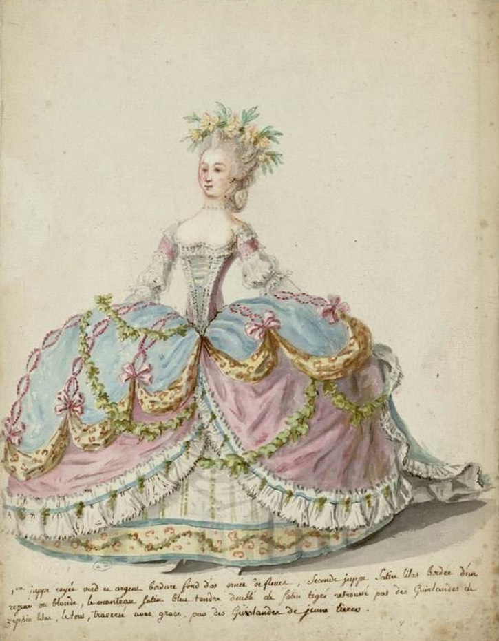ca. 1787 Robe de cour by Charles-Germain de Saint-Aubin (Les Arts Decoratifs - Paris, France) From museum Web site X 2