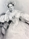ca. 1834 Marguerite, Countess of Blessington print after A. E. Chalon black and white