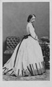ca. 1865 Pauline Metternich wearing a vertically striped hem dress