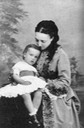 ca. 1871 (based on age of child) Grand Princess Olga Feodorovna Romanova of Russia with her Grand Duke Sergei Mikhailovich From pinterest.com/awlaurendet/romanovs-%7E-the-mikhailovichi/ removed greenish cast