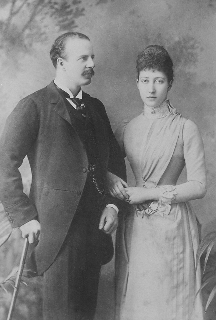 ca. 1889 Princess Louise and her husband, Duke of Fife cabinet card by W. & D.Downey EB detint despot