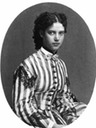 Young Dagmar wearing a striped dress