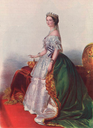 ca. 1855 Empress Eugénie print in robes old color print