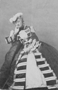 Eugénie sitting while wearing a feathered hat (Chateau Compiegne - Compiegne, Picardie, France) RMN detint shadows