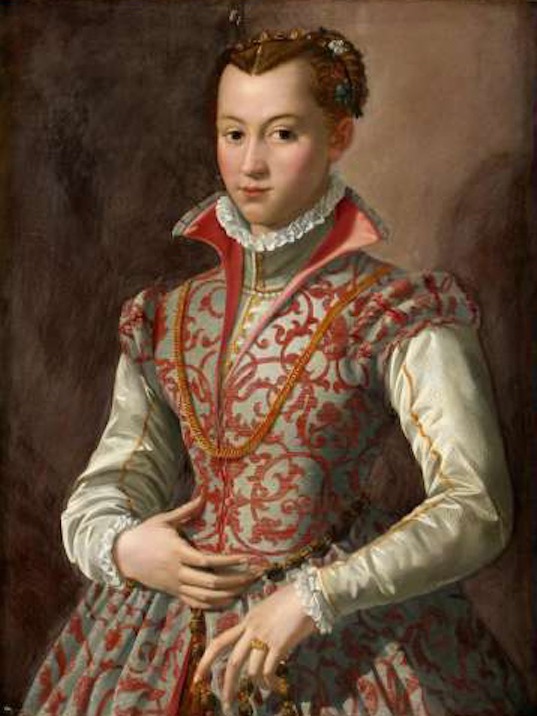 Isabella de' Medici by Agnolo Bronzino (location ?) From niceartgallery.com/Angelo-Bronzino/Isabella-Av-Medici-oil-painting.html X 1.5