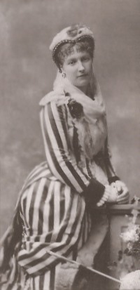 Louise of Belgium wearing a vertically striped dress APFxZukunftsseele 19Jul11 wavy scan lines blurred out