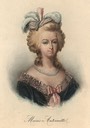 Marie Antoinette wearing a small feathered headdress print
