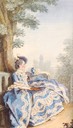 1763 Madame d'Egmont in her garden by Louis Carrogis Carmontelle (Musée Condé - Chantilly France)