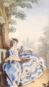 1763 Madame d'Egmont in her garden by Louis Carrogis Carmontelle (Musée Condé - Chantilly France) LMI katmax1 11Dec10