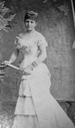 Maria Cristina de Habsburgo wearing second bustle era dress