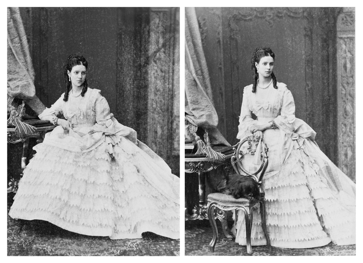 Maria Feodorovna wearing sausage curls and a bustle dress From antique-royals.tumblr.com despot deflaw