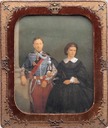 Maria Sofia y Francesco contemporary colorized photo in frame