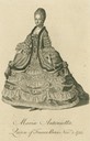 Marie-Antoinette wearing court dress beneath a mantle